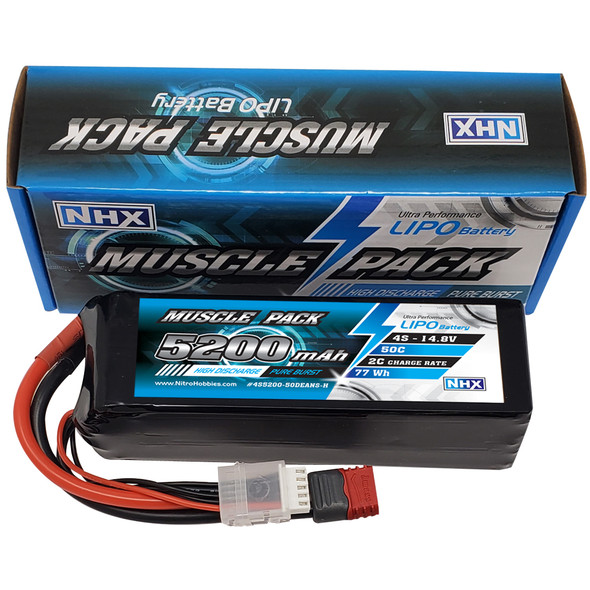 NHX Muscle Pack 4S 14.8V 5200mAh 50C Lipo Battery w/ DEANS Connector