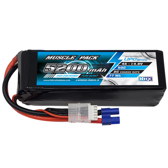 NHX Muscle Pack 4S 14.8V 5200mAh 50C Lipo Battery w/ EC3 Connector