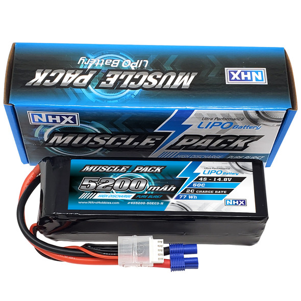 NHX Muscle Pack 4S 14.8V 5200mAh 50C Lipo Battery w/ EC3 Connector