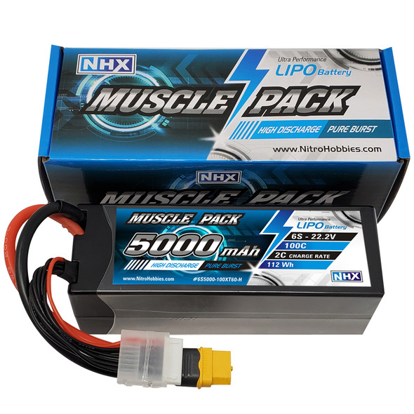 NHX Muscle Pack 6S 22.2V 5000mAh 100C Hard Case Lipo Battery w/ XT60 Connector