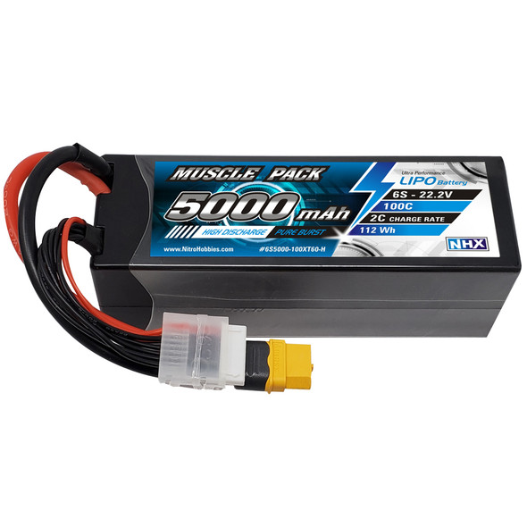 NHX Muscle Pack 6S 22.2V 5000mAh 100C Hard Case Lipo Battery w/ XT60 Connector