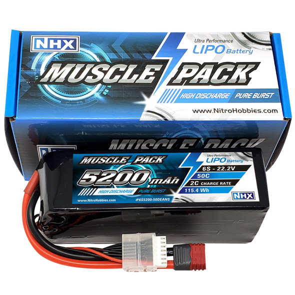 NHX Muscle Pack 6S 22.2V 5200mAh 50C Lipo Battery w/ DEANS Connector