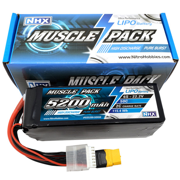 NHX Muscle Pack 6S 22.2V 5200mAh 50C Lipo Battery w/ XT60 Connector