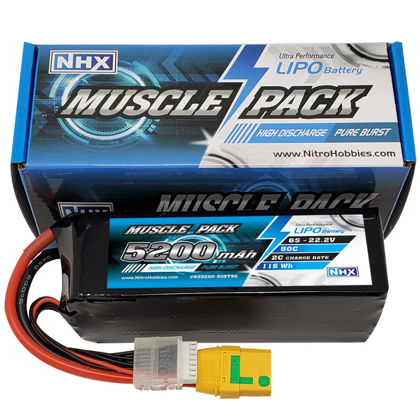 NHX Muscle Pack 6S 22.2V 5200mAh 50C Lipo Battery w/ XT90 Connector