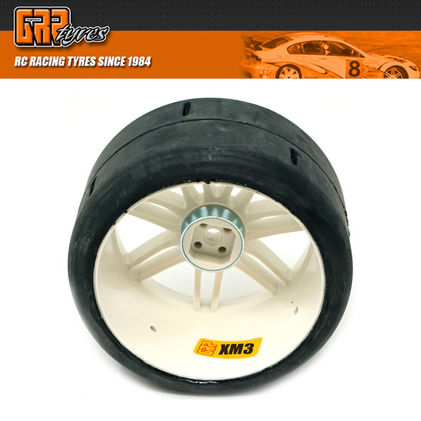 GRP GWH03-XM3 1:5 TC W03 SLICK XM3 Medium Tire w/ White Wheel (2)