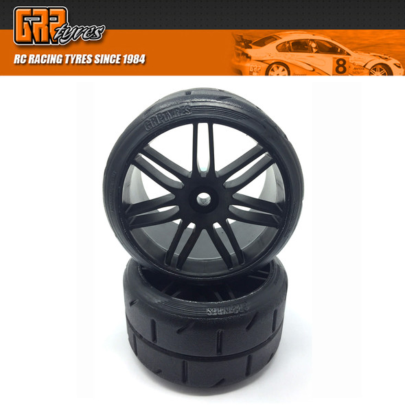 GRP GWX02-XS3 1:5 TC W02 REVO XS3 Soft Tires w/ Black Wheels (2)