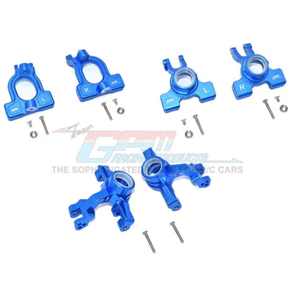 GPM Alum Front C-Hubs + Front & Rear Knuckle Arms Blue : 1/10 Kraton 4S BLX