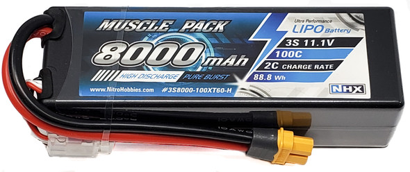 NHX Muscle Pack 3S 11.1V 8000mAh 100C Hard Case Lipo Battery w/ XT60 Connector