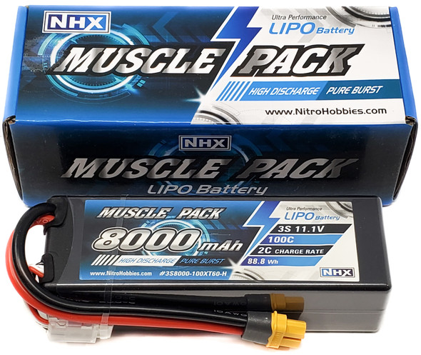 NHX Muscle Pack 3S 11.1V 8000mAh 100C Hard Case Lipo Battery w/ XT60 Connector