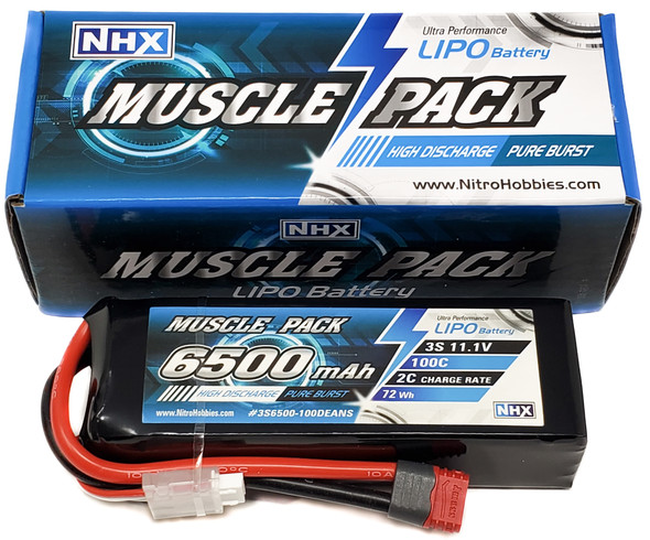 NHX Muscle Pack 3S 11.1V 6500mAh 100C Lipo Battery w/ DEANS Connector