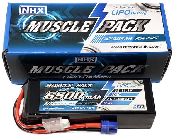 NHX Muscle Pack 3S 11.1V 6500mAh 100C Lipo Battery w/ EC3 Connector