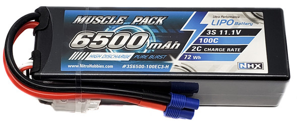 NHX Muscle Pack 3S 11.1V 6500mAh 100C Hard Case Lipo Battery w/ EC3 Connector