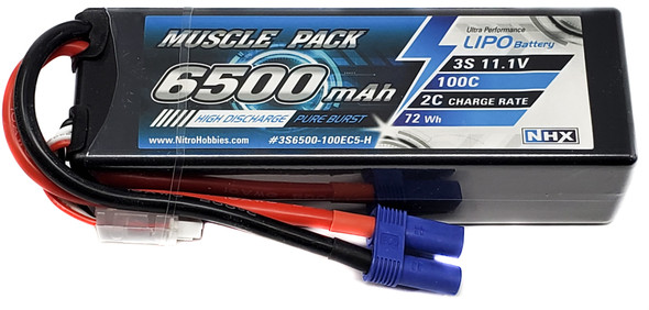 NHX Muscle Pack 3S 11.1V 6500mAh 100C Hard Case Lipo Battery w/ EC5 Connector
