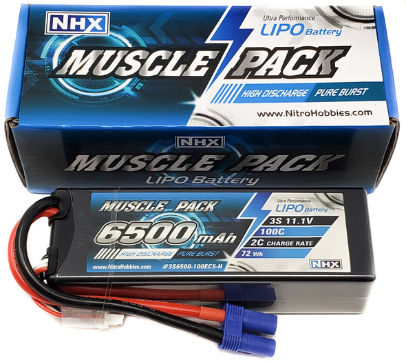 NHX Muscle Pack 3S 11.1V 6500mAh 100C Hard Case Lipo Battery w/ EC5 Connector