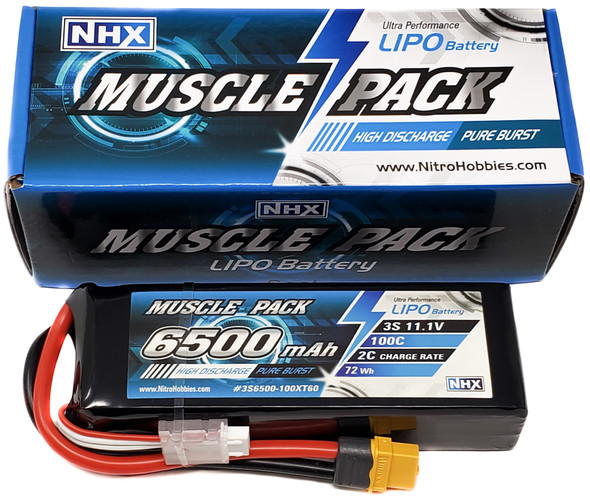 NHX Muscle Pack 3S 11.1V 6500mAh 100C Lipo Battery w/ XT60 Connector