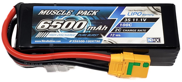 NHX Muscle Pack 3S 11.1V 6500mAh 100C Lipo Battery w/ XT90 Connector