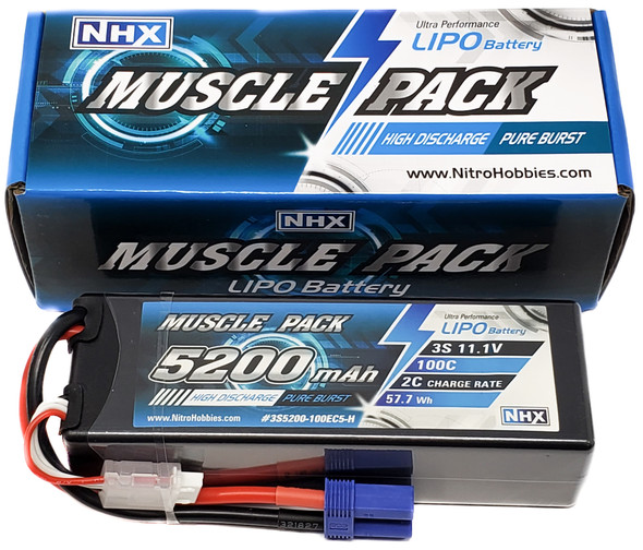 NHX Muscle Pack 3S 11.1V 5200mAh 100C Hard Case Lipo Battery w/ EC5 Connector