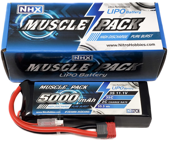 NHX Muscle Pack 3S 11.1V 5000mAh 35C Lipo Battery w/ DEANS Connector