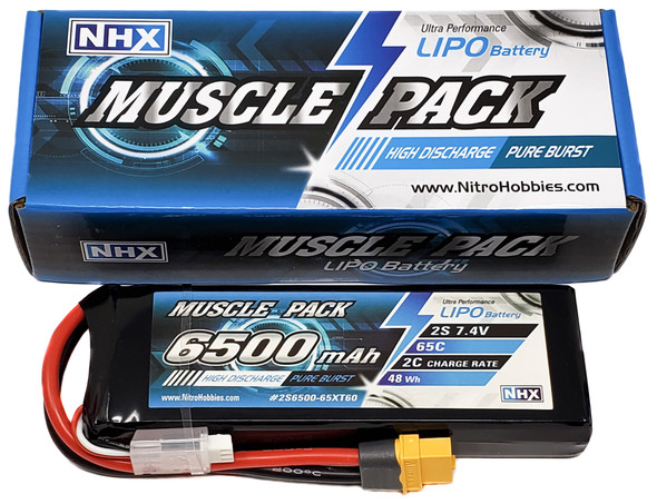 NHX Muscle Pack 2S 7.4V 6500mAh 65C Lipo Battery w/ XT60 Connector
