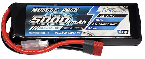 NHX Muscle Pack 2S 7.4V 5000mAh 50C Lipo Battery w/ DEANS Connector