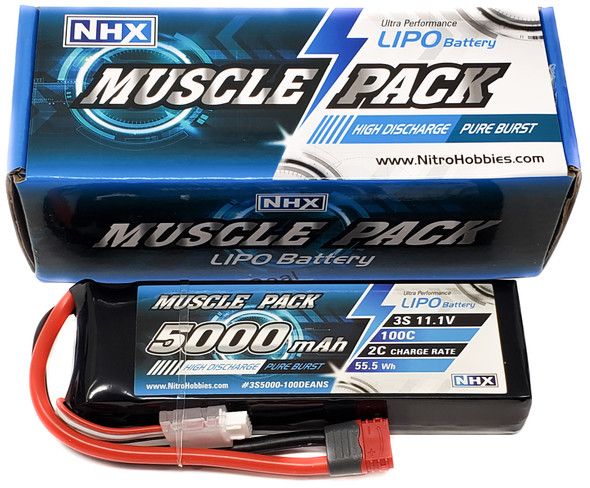 NHX Muscle Pack 3S 11.1V 5000mAh 100C Lipo Battery w/ DEANS Connector