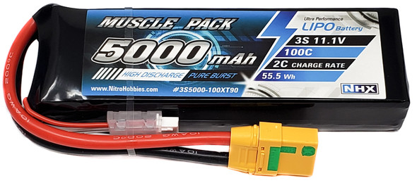 NHX Muscle Pack 3S 11.1V 5000mAh 100C Lipo Battery w/ XT90 Connector
