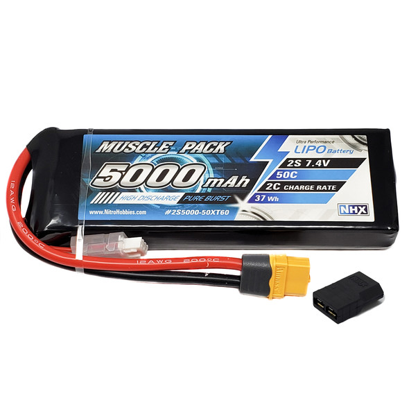 NHX Muscle Pack 2S 7.4V 5000mAh 50C Lipo Battery w/ Traxxas Adapter