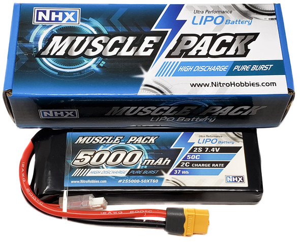 NHX Muscle Pack 2S 7.4V 5000mAh 50C Lipo Battery w/ Traxxas Adapter