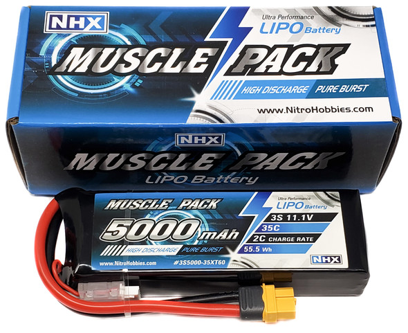 NHX Muscle Pack 3S 11.1V 5000mAh 35C Lipo Battery w/ Traxxas Adapter