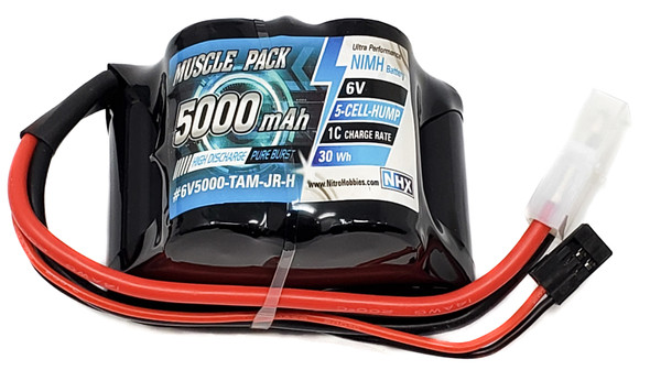 NHX Muscle Pack 6V 5000mAh 5-Cell Nimh Hump Battery w/ Tamiya-JR Connector 1/5 / 1/6