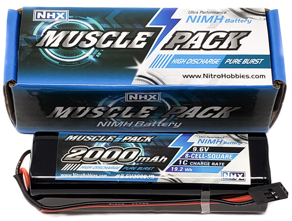 NHX Muscle Pack 9.6V 2000mAh 8-Cell Nimh Square Transmitter Battery w/ JR