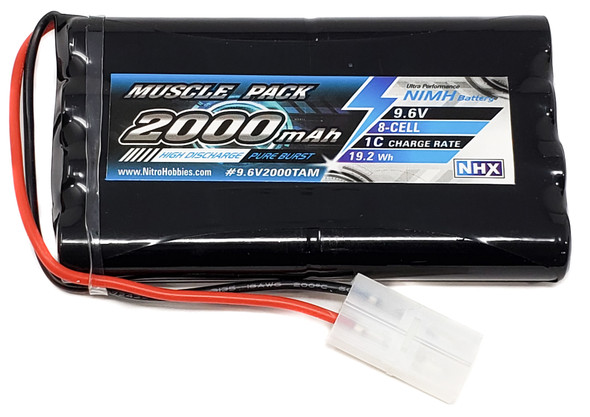 NHX Muscle Pack 9.6V 2000mAh 8-Cell Nimh Flat Battery w/ Tamiya Connector