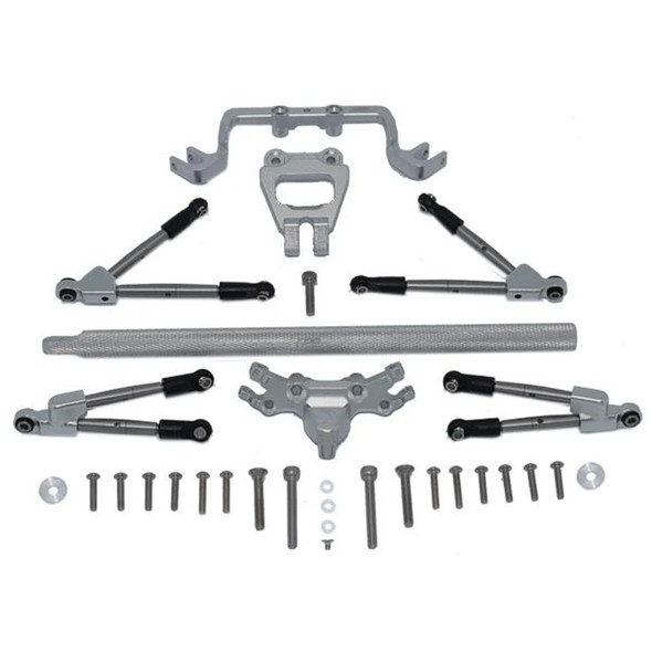 GPM Alum F&R Tie Rods w/Stabilizer+Center Brace Bar & Mount Grey : Traxxas Hoss