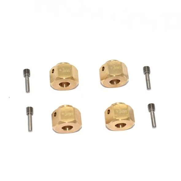 GPM Brass Wheel Hex Adapters +3mm  : Axial SCX10 III / Capra 1.9 Unlimited