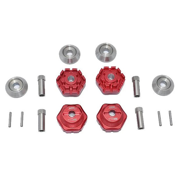 GPM Aluminum Wheel Hub Hex +10mm Red : 1/10 Maxx 4WD Monster Truck