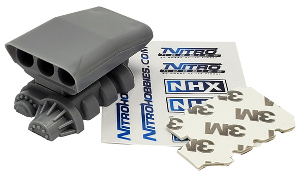 NHX RC Plastic Mock Intake & Blower Set Grey : 1/8th – 1/10th