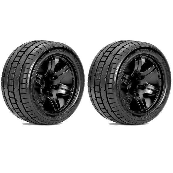 Roapex R/C Trigger 1/10 Stadium Truck Tires Mounted on Black Wheels 12mm Hex (2)