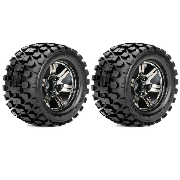 Roapex R/C Rhythm 1/10 Monster Truck Tire w/ Chrome Black Wheel 12mm Hex (2)