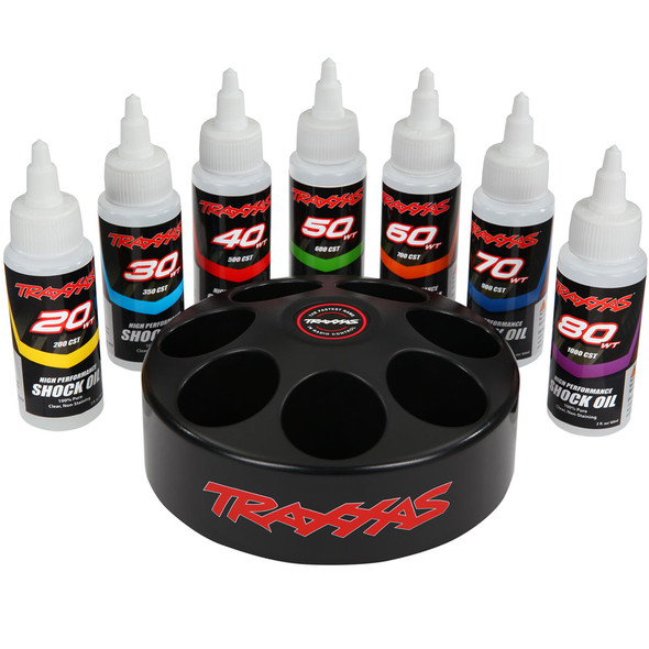 Traxxas 5038X Premium Shock Oil Set w/ 20/30/40/50/60/70/80 WT & Carousel Rack