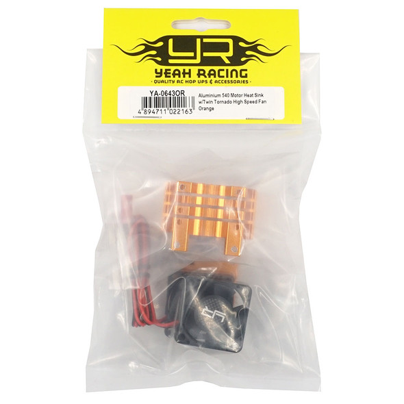 Yeah Racing YA-0643OR Alum 540/550 Motor Heat Sink w/ Twin Tornado High Speed Fan Orange