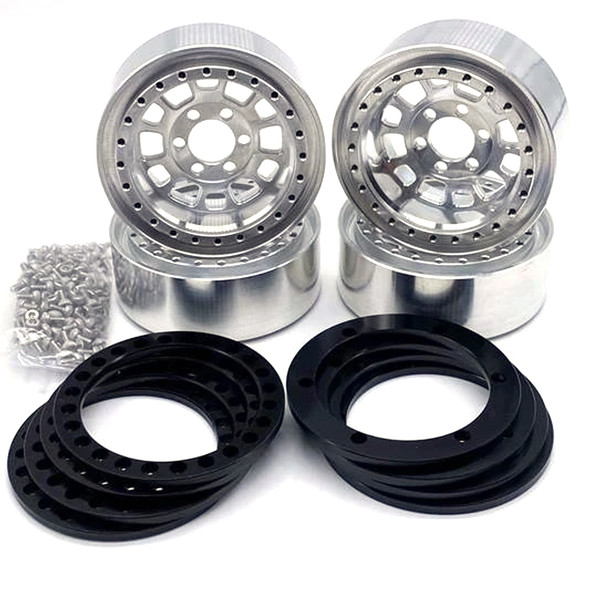 Reef's RC Hammer Off-Road Beadlock 1.9" Alum Wheels w/ Black Rings & Hardware (4pcs)