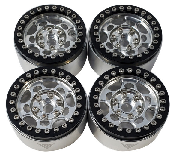 NHX RC 1.9" Aluminum Beadlock Crawler Wheels Rims - Silver / Black 4pcs/set