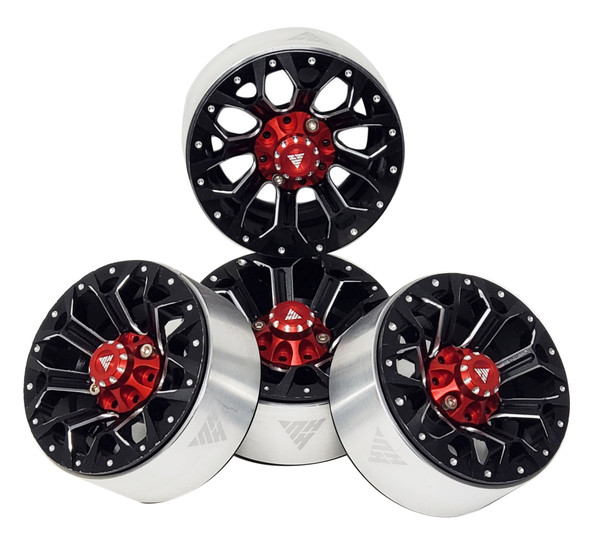 NHX 1.9" Aluminum Beadlock Crawler Wheels Rims - Strong B: Black 4pcs/set