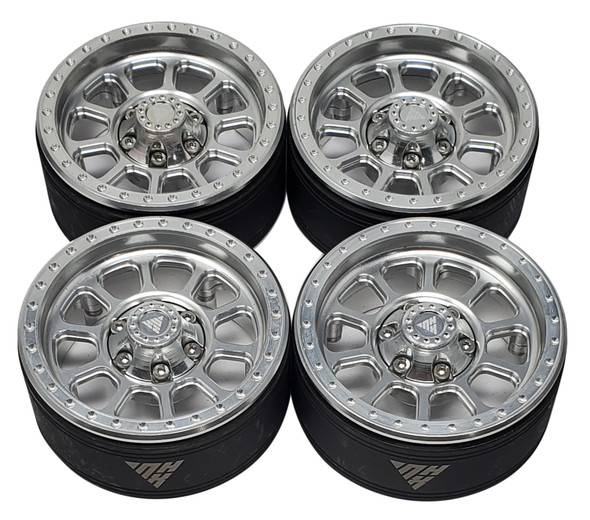 NHX RC 1.9" Heavy Aluminum Beadlock Crawler Wheels Rims -Silver 4pcs/set