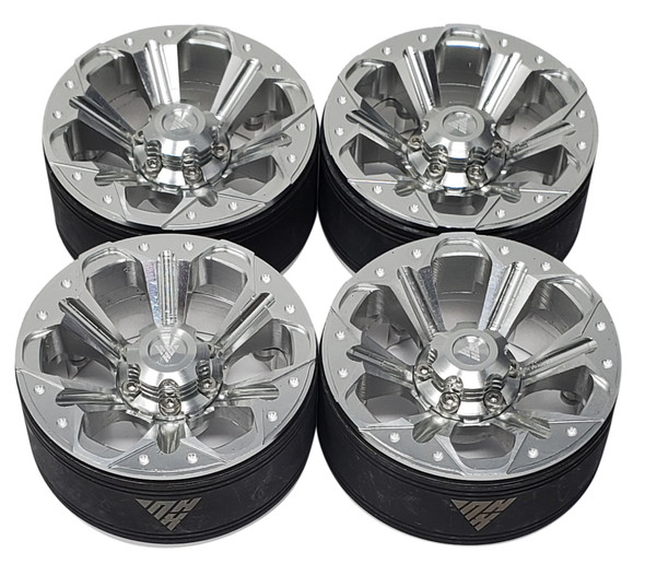 NHX RC 1.9" Heavy Aluminum Beadlock Crawler Wheels Rims - Silver 4pcs/set