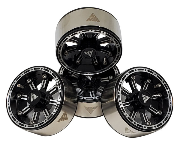 NHX RC 1.9" Aluminum Beadlock Crawler Wheels Rims - Black/Silver 4pcs