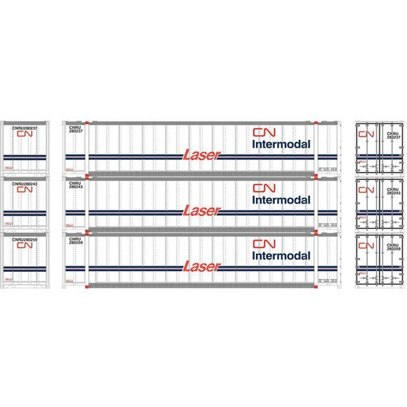 Athearn ATH17681 48' Container CN Intermodal - Laser (3) N Scale