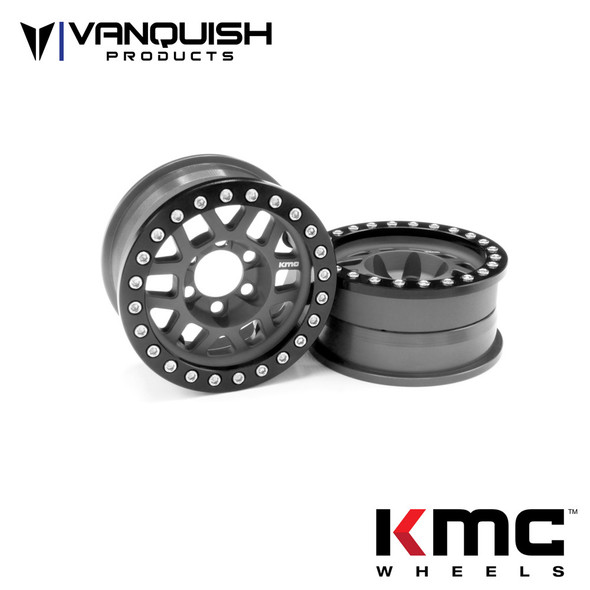 Vanquish VPS07742 1.9 Aluminum KMC XD229 Machete V2 Beadlock Grey Wheels (2)