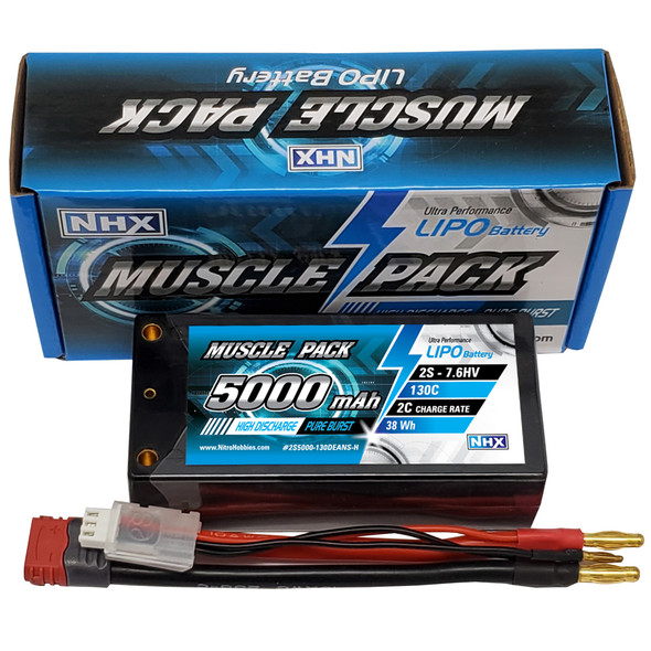 NHX Muscle Pack 2S 7.6 HV 5000mAh 130C Shorty Lipo Battery w/ DEANS Connector