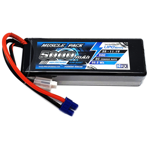 NHX Muscle Pack 3S 11.1V 5000mAh 50C Hard Case Lipo Battery w/ EC3 Connector